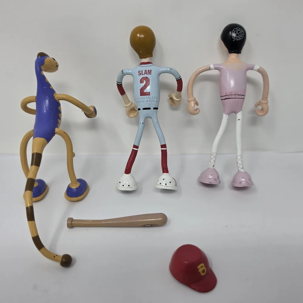 Kid Galaxy Bendable Bendos Baseball Player Slam Ballerina Grace Caja Lot of 3